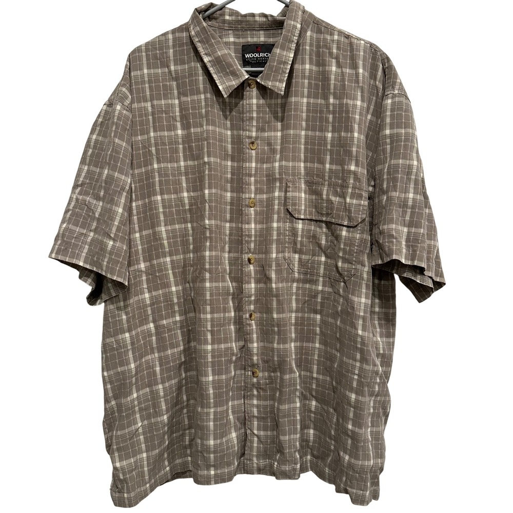 Woolrich Elite Series Tactical Mens Plaid Short Sleeve Button Up Shirt 2XL‎